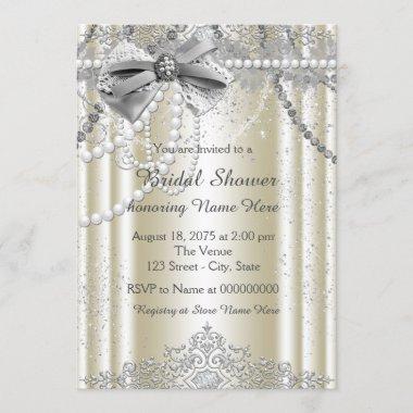 Ivory Pearl Bridal Shower Invitations