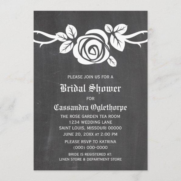 Ivory Rose Chalkboard Bridal Shower Invite