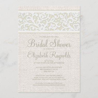 Ivory Rustic Burlap Linen Bridal Shower Invitations