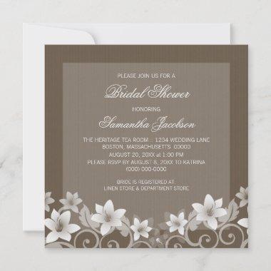 Ivory Rustic Floral Bridal Shower Invite
