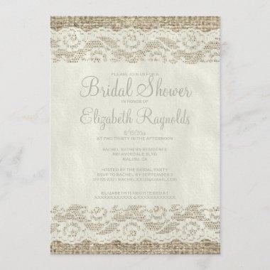 Ivory Rustic Lace Bridal Shower Invitations