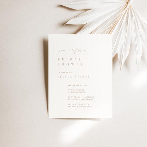 Ivory & Tan Minimalist Bridal Shower Invitations