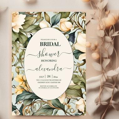 Ivory Watercolor Floral Bridal Shower Invitations