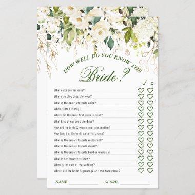 Ivory White Floral Double-Sided Bridal Shower Game