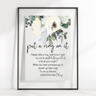 Ivory White Floral Put A Ring On It Game Poster