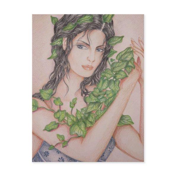 Ivy Bride Girl Portrait Pencil Art Illustration Post