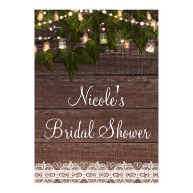 Ivy & String Lights Mason Jar Rustic Poster Banner