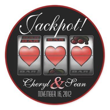 Jackpot Hearts We're Doing It In Vegas (Small) Classic Round Sticker