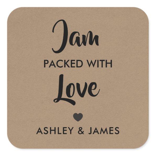 Jam Packed With Love Gift Tags, Wedding Tag, Kraft Square Sticker