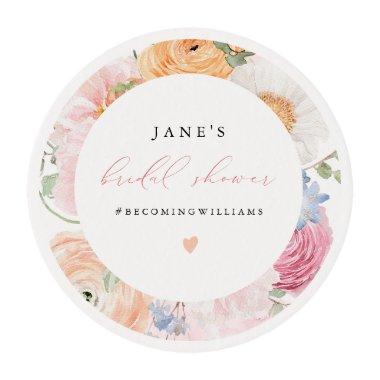 JANE Blush Floral Petals & Prosecco  Edible Frosting Rounds