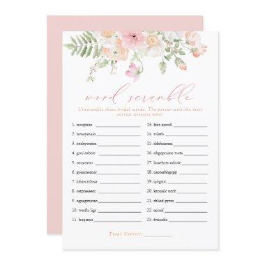 JANE Blush Pink Floral Bridal Word Scramble Game
