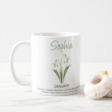 January Personalized Birth Flower Coffee Mug