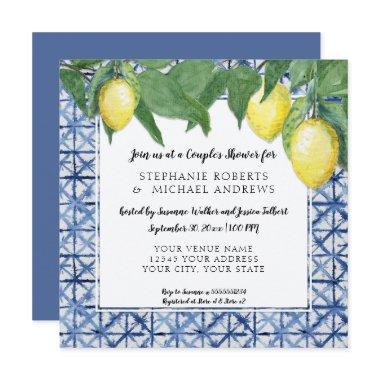 Japanese Shibori Blue n White Lemon Couples Shower