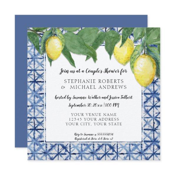 Japanese Shibori Blue n White Lemon Couples Shower