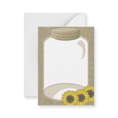 Jar and Sunflower Wedding Shower message Advice Card
