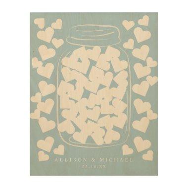 Jar of Hearts Alternative Guest Book Signing Board Wood Wall Art