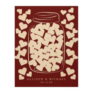 Jar of Hearts Alternative Guest Book Signing Board Wood Wall Art