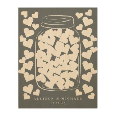 Jar of Hearts Alternative Guest Book Signing Board Wood Wall Art