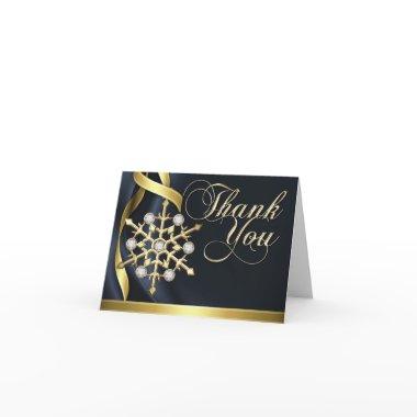 Jazzy Jeweled Snowflake Black Thank You