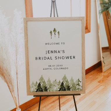 JENNA Rustic Pine Tree Bridal Shower Welcome Poster