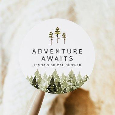 JENNA Rustic Watercolor Pine Tree  Classic Round Sticker
