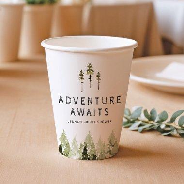 JENNA Rustic Watercolor Pine Tree  Paper Cups