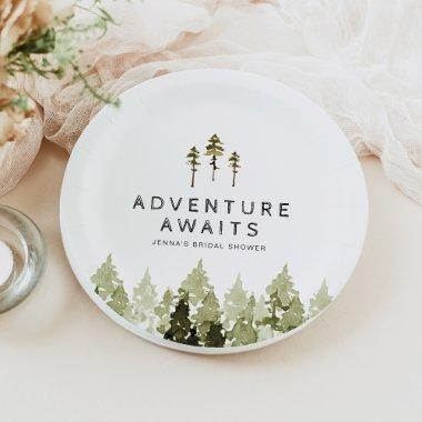 JENNA Rustic Watercolor Pine Tree  Paper Plates