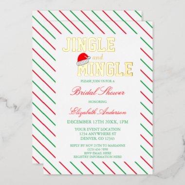 Jingle and Mingle Christmas Bridal Shower Foil Invitations