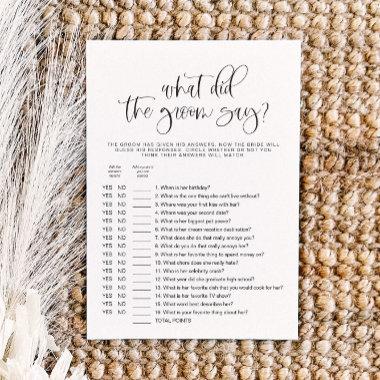 JOLIE What Did the Groom Say Bridal Shower Game Invitations