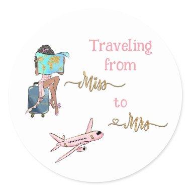 Journey Bridal Shower Traveling From Miss to Mrs Classic Round Sticker