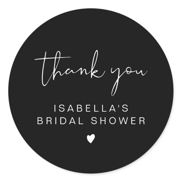 JOVI Black Edgy Bridal Shower Thank You Classic Round Sticker