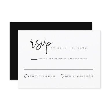 JOVI- Black White Modern Minimalist Wedding RSVP Invitations