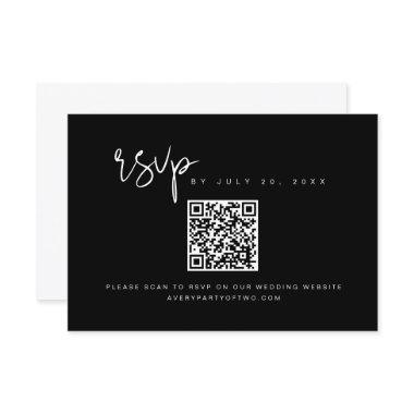 JOVI Edgy Black and White QR Code Wedding RSVP Invitations