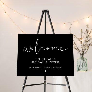 JOVI Edgy Black Minimalist Bridal Shower Welcome Foam Board