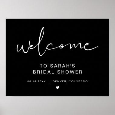 JOVI Edgy Black Minimalist Bridal Shower Welcome Poster