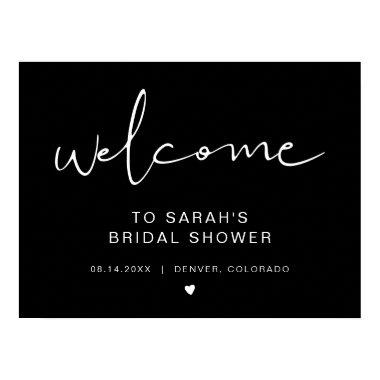 JOVI Edgy Black Minimalist Bridal Shower Welcome Poster