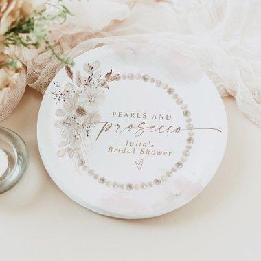 JULIA Boho Floral Pearls & Prosecco  Paper Plates
