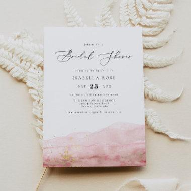 JULIEN | Blush Pink Watercolor Gold Bridal Shower Invitations