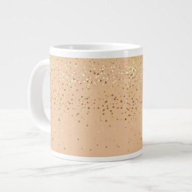 Jumbo Mug-Petite Golden Stars-Peach Giant Coffee Mug