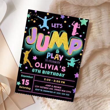 Jump Trampoline Birthday Party Invitations