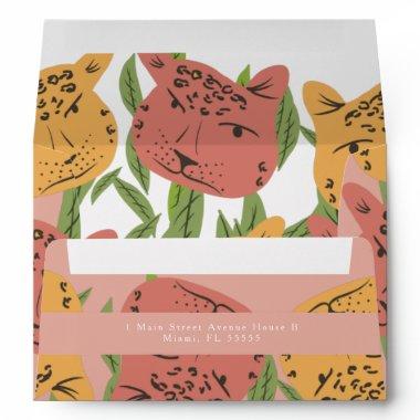 Jungle Cat Cheetah Hand Drawn Bridal Shower Envelope