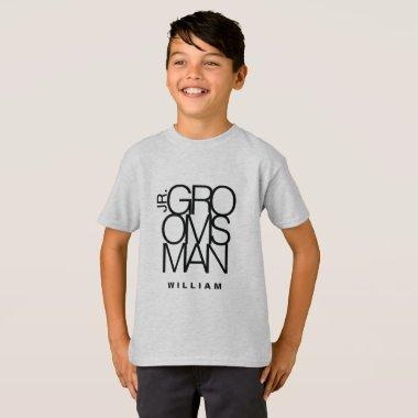 Junior Jr. Groomsman in black typography, wedding T-Shirt