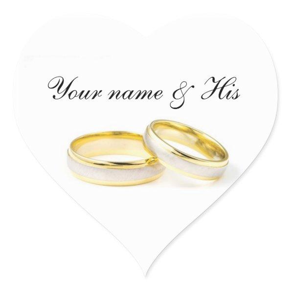 Just For You Two Rings Wedding Heart Sticker