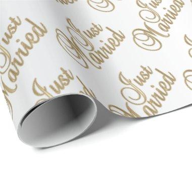 Just Married Gold Script | Wedding Wrapping Paper