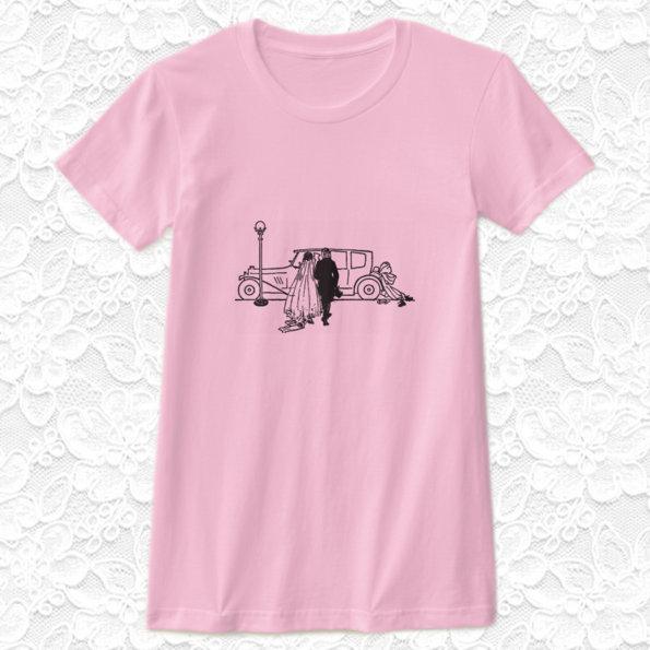 Just Married Vintage Bride and Groom T-Shirt