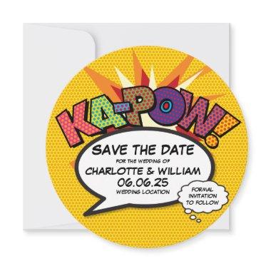 KA-POW Save the Date Fun Retro Comic Book Pop Art