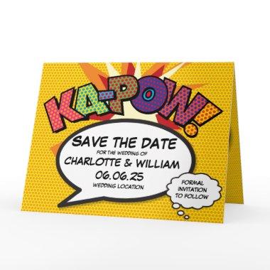 KA-POW Save the Date Fun Retro Comic Book Pop Art Invitations