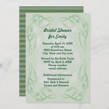 Kale Abstract Swirl Border Bridal Shower Invite