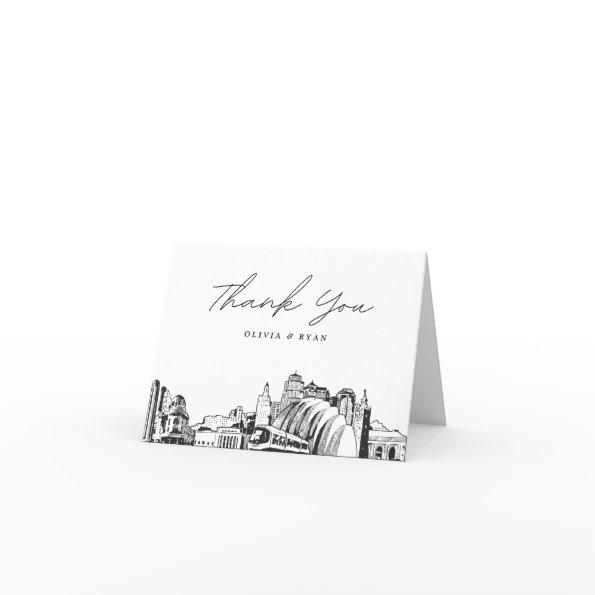 Kansas City Skyline Sketch Blank Thank You