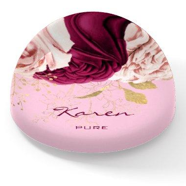 Karen NAME MEANING Gift Custom Floral Pink Gold  Paperweight